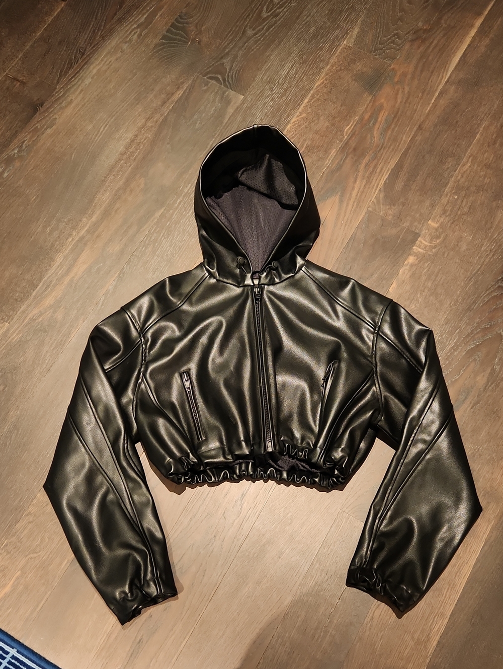 KHY Faux Leather Cropped Zip Jacket